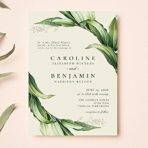 Convite Casamento Tropical do Jardim do Elegante Greenery