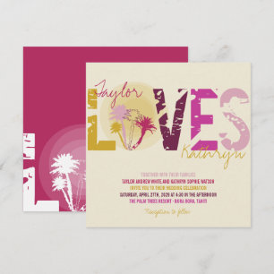 Convite Casamento tropical do verão da praia das palmeira
