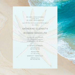 Convite Casamento Tropical Dois Locais Gelo Azul Ambos os
