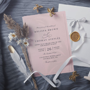 Convite Casamento Tropical Elegante Moderno Código QR Rosa