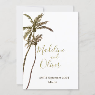 Convite Casamento Tropical Elegante Moderno Palm Tree
