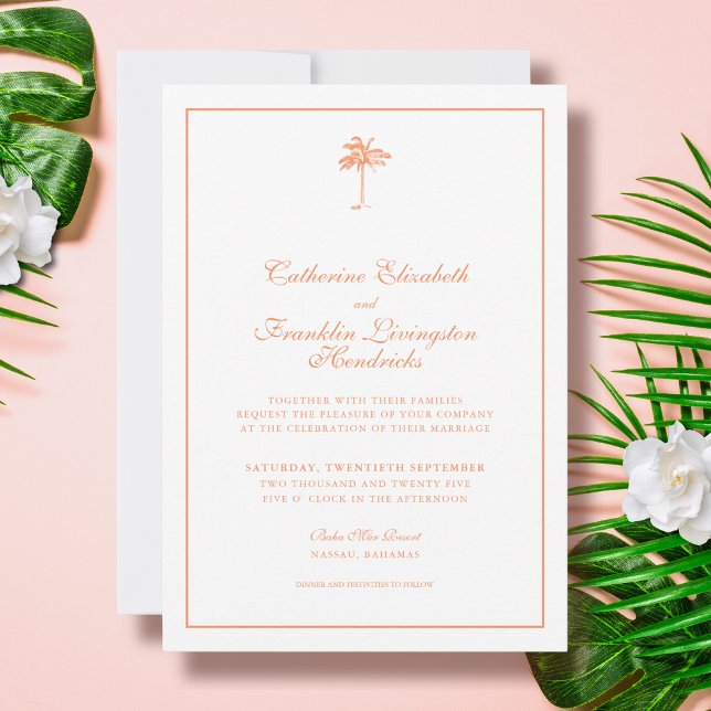 Convite Casamento Tropical Elegante Palm Tree (Criador carregado)