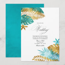 Casamento Tropical em Turquesa e Dourado