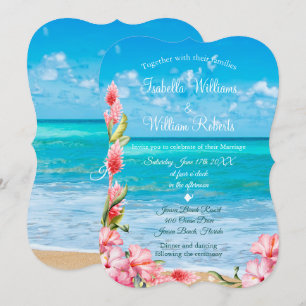 Convite Casamento Tropical Floral Beach