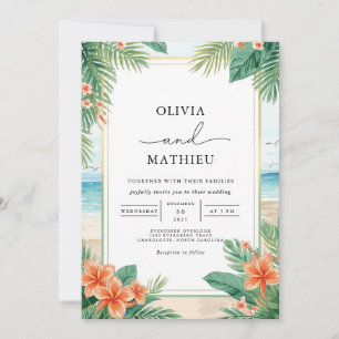 Convite Casamento Tropical Floral Beach