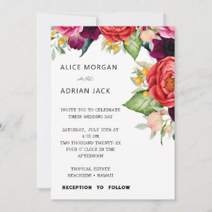 Convite Casamento Tropical Floral Colorida