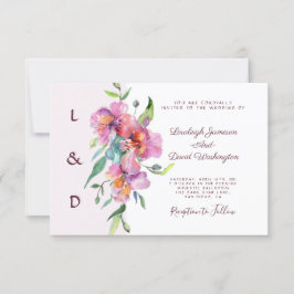 Convite Casamento tropical floral cor-de-rosa personalizad