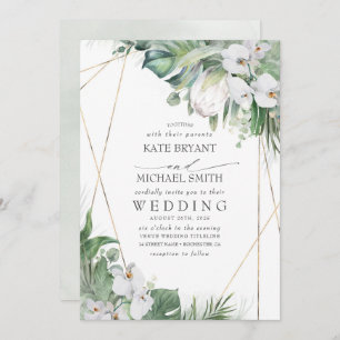 Convite Casamento Tropical Floral das Orquídeas Proteicas 