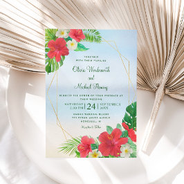 Convite Casamento Tropical Floral de Hibiscus