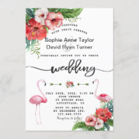 Casamento Tropical Floral de Luau Flamingo
