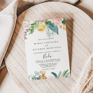 Convite Casamento Tropical Floral Espanhol Ilustrado