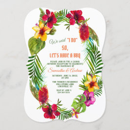 Convite Casamento Tropical Floral Wreath I DO CHURRASCO