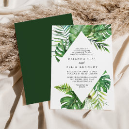 Convite Casamento Tropical Greenery Diamond