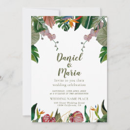 Convite Casamento Tropical Greenery Watercolor