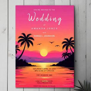 Convite Casamento Tropical Isle Sunrise Watercolor