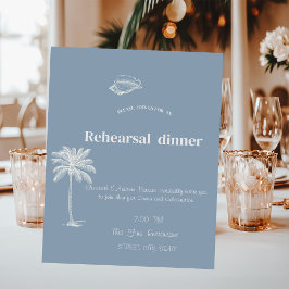 Convite Casamento Tropical Minimalista Azul Poeirento