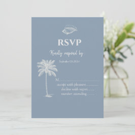Convite Casamento Tropical Minimalista Azul Poeirento RSVP