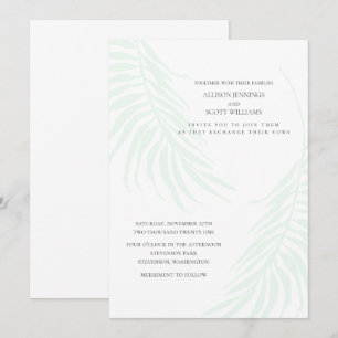 Convite Casamento Tropical Minimalista Verde e Branco Chic
