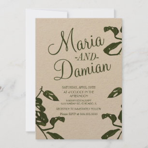 Convite Casamento Tropical Monstera Cheese Vine Kraft
