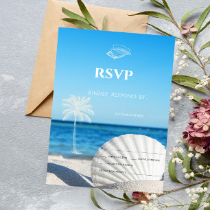 Convite Casamento Tropical na Praia do Oceano RSVP
