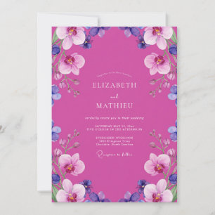 Convite Casamento Tropical Orquídea Magenta