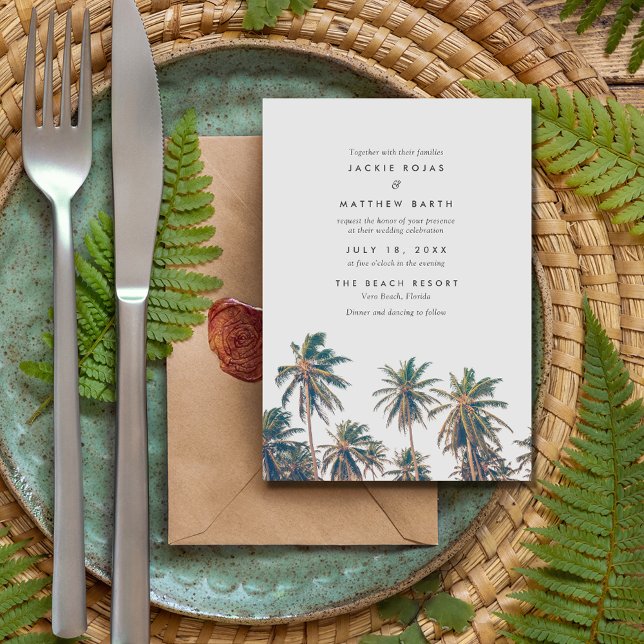 Convite Casamento Tropical Palm Tree Beach (Criador carregado)