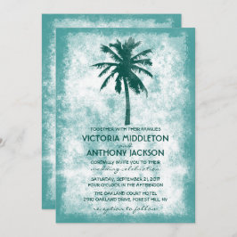 Convite Casamento Tropical Palm Tree Beach