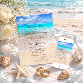 Convite Casamento Tropical Personalizado Elegante Oceano A