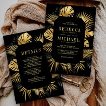 Casamento Tropical Preto e Dourado Tudo em Um