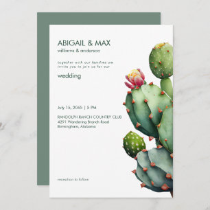 Convite Casamento Tropical Rich Sage Cactus Modern