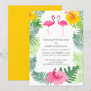 Convite Casamento Tropical Rosa Flamingo Personalizado