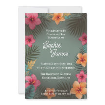 Casamento Tropical Rosa Laranja Hibisco Verde Escu