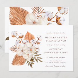 Convite Casamento Tropical Rustic Boho Seco Palm Cotton