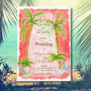 Convite Casamento Tropical Rústico em Aquarela Salve a Dat