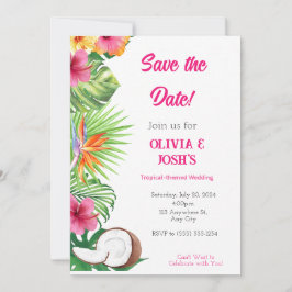 CONVITE CASAMENTO TROPICAL SALVE A PLACA DE DATA