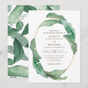 Convite Casamento tropical verde. Botânica de aquarela