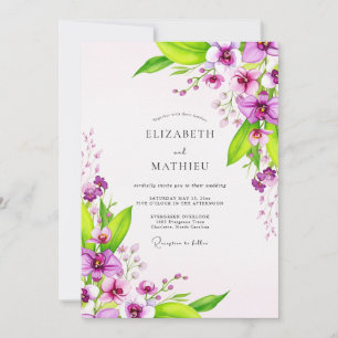 Convite Casamento Tropical Vibrante Roxo