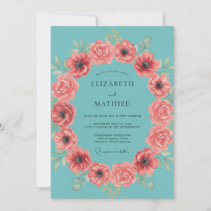 Convite Casamento Tropical Vibrante Turquesa