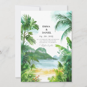 Convite Casamento Tropical Watercolor Phuket Tailândia