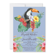 Casamento Tropical Watercolor Toucan & Hibiscus