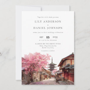 Convite Casamento Tudo Em Um Aquarela Kyoto Japão