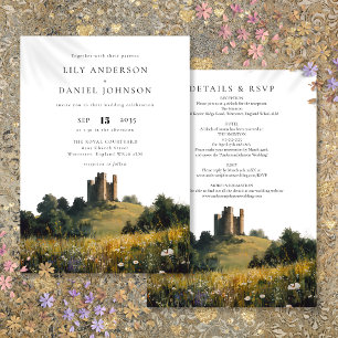 Convite Casamento Tudo Em Um Campo Florido do Castelo