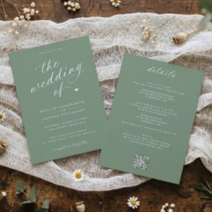 Convite Casamento Tudo em Um de Elegante Letra Cursiva Ver