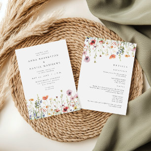 Convite Casamento Tudo Em Um Flor Silvestre Malva