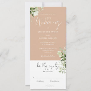 Convite Casamento Tudo Em Um Floral Botânico Tan