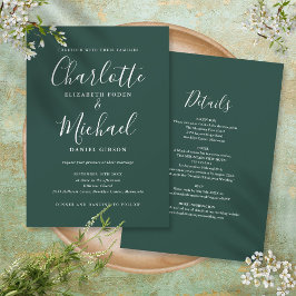Convite Casamento Tudo Em Um Script Esmeralda Verde
