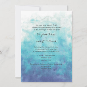 Convite Casamento Turquesa Ombre Watercolor