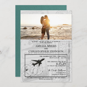 Convite Casamento Turquoise California Passport