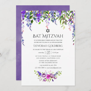 Convite Casamento Ultra Violet Watercolor Bat Mitzvah