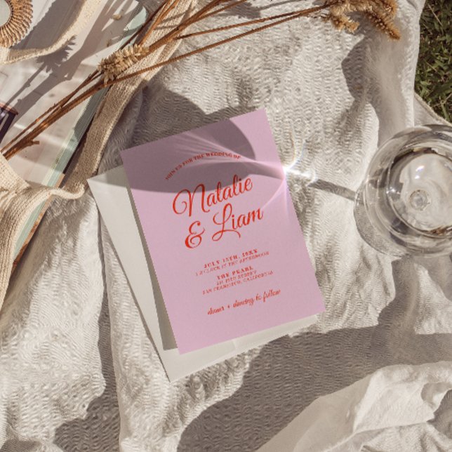 Convite Casamento Único Colorido de Brilho Moderno Retro F (Criador carregado)